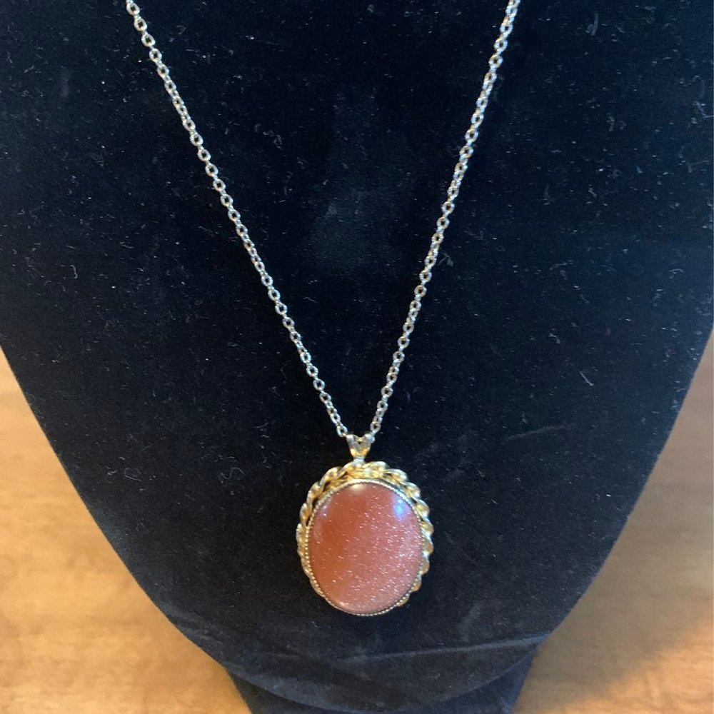 Orange Dichroic Necklace and Earring set